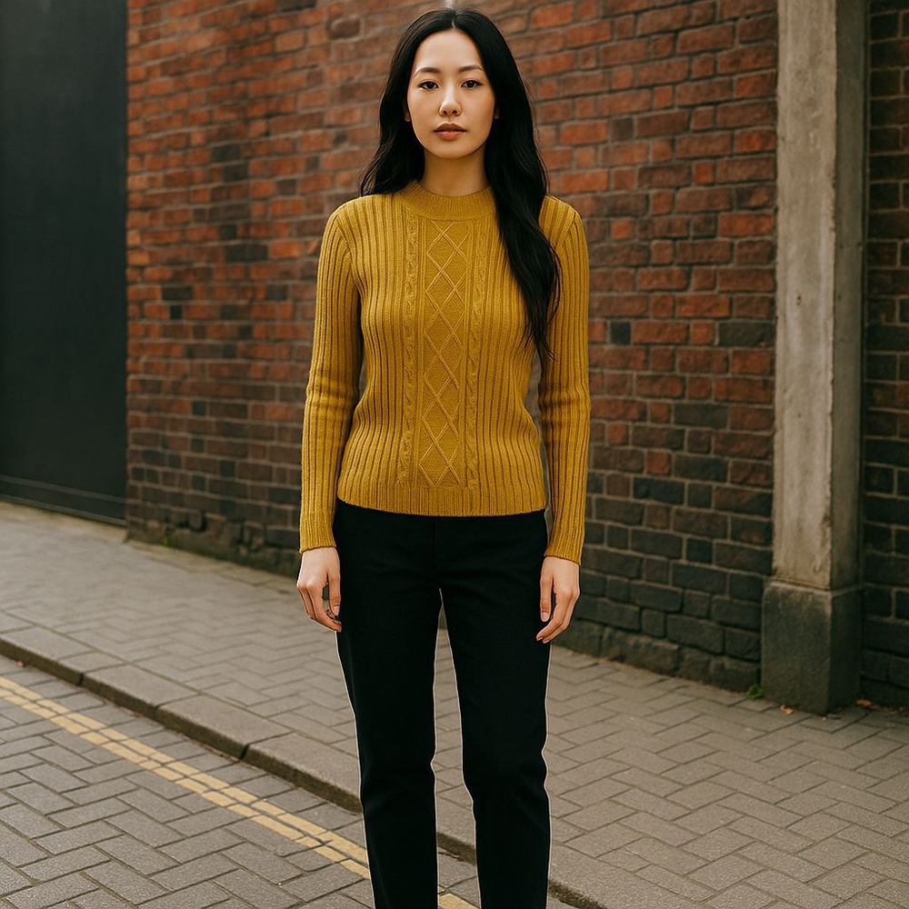 VAN HEUSEN Mustard Yellow Ribbed Sweater